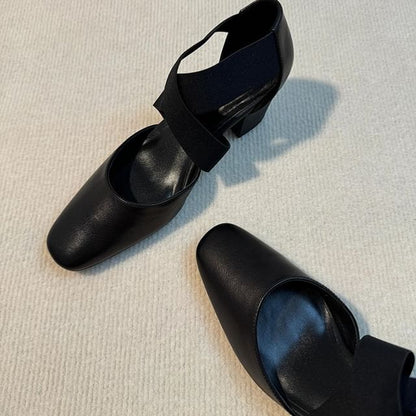 Chunky Shoes Strap Mary Jane Cross Heel