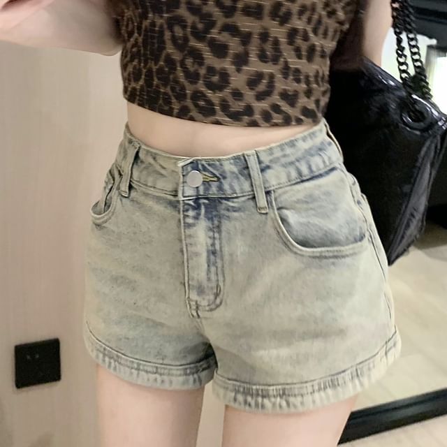Hot Denim Zipped High Waist Washed Pants