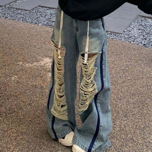 Off-Shoulder / Plain Pullover Waist Contrast Trim Drawstring