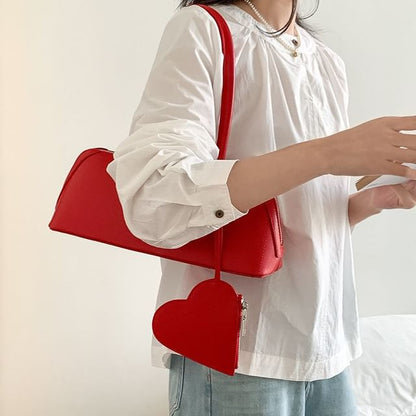 Purse Coin Heart Bag Leather Set: Shoulder + Faux