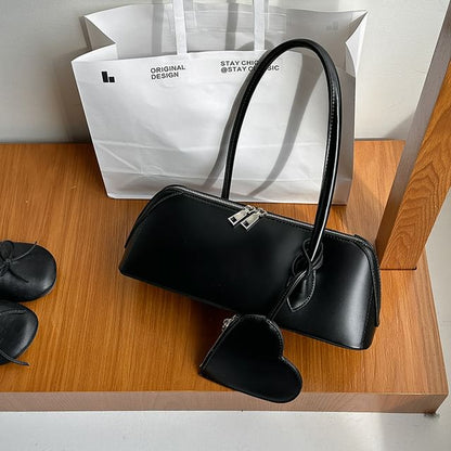 Purse Coin Heart Bag Leather Set: Shoulder + Faux