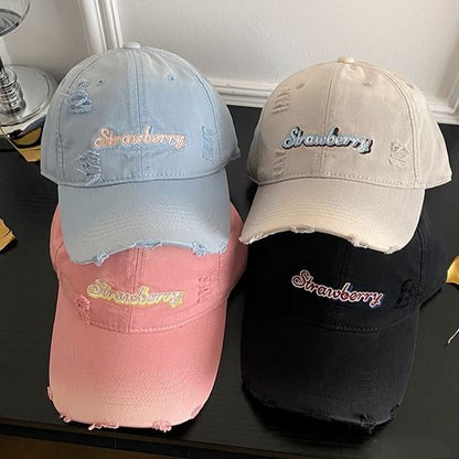 Cap Lettering Baseball Embroidered Distressed