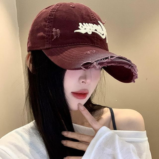 Applique Lettering Cap Distressed Baseball