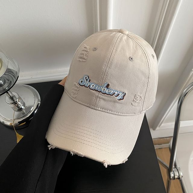 Cap Lettering Baseball Embroidered Distressed