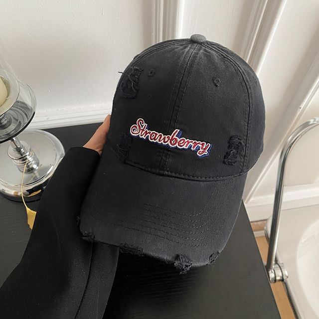 Cap Lettering Baseball Embroidered Distressed