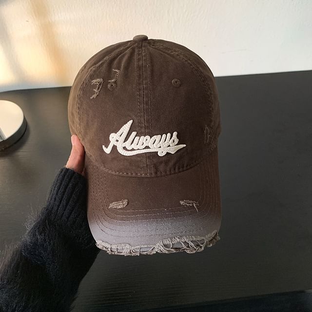 Applique Lettering Cap Distressed Baseball