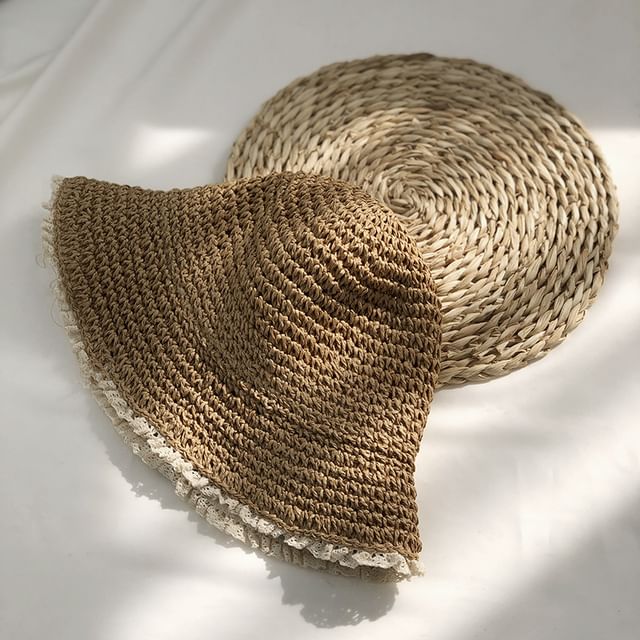 Straw Hat Lace Sun Trim