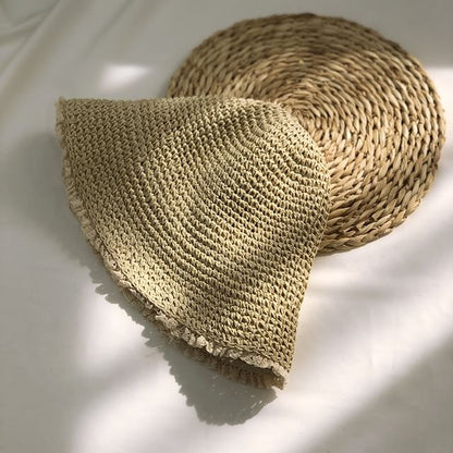 Straw Hat Lace Sun Trim