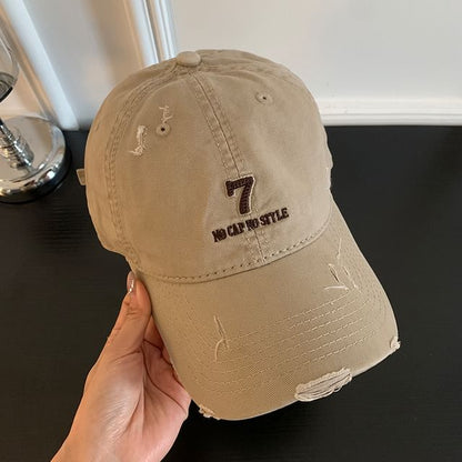 Baseball Cap Embroidered Lettering Distressed
