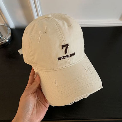 Baseball Cap Embroidered Lettering Distressed