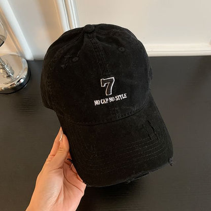 Baseball Cap Embroidered Lettering Distressed