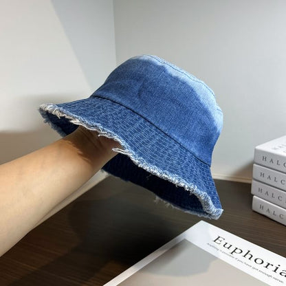 Bucket Denim Distressed Hat