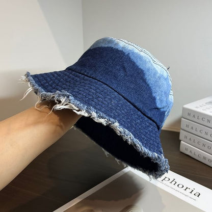Bucket Denim Distressed Hat