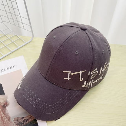 Baseball Lettering Embroidered Distressed Cap