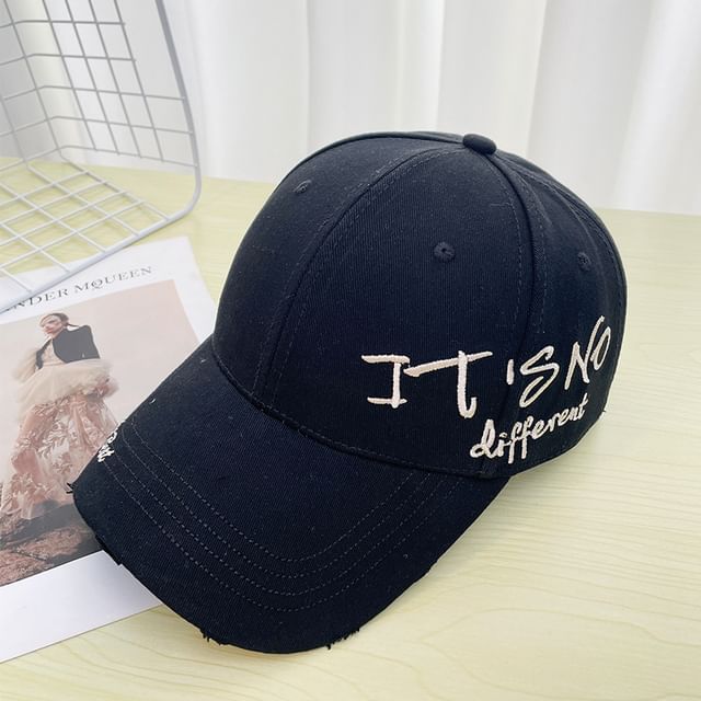 Baseball Lettering Embroidered Distressed Cap