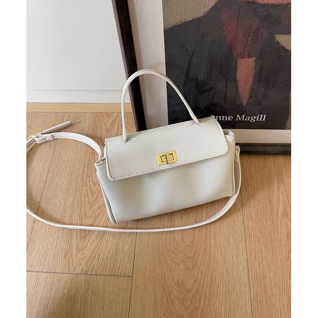 Leather Lock Crossbody Twist Faux Bag