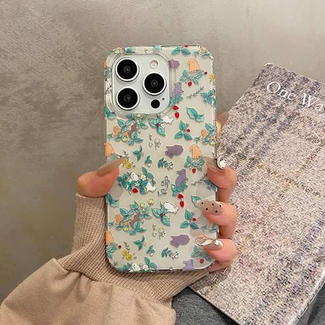 Phone Case Rabbit Floral Set / Strap