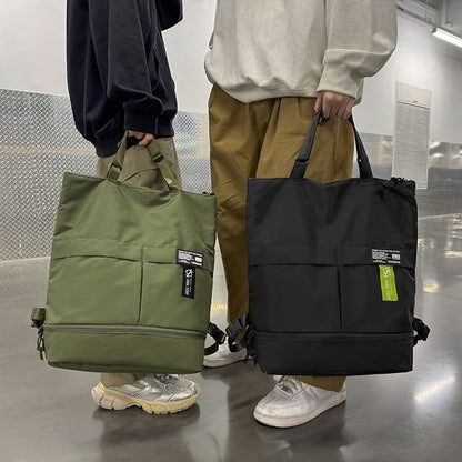 Applique Backpack Nylon Panel Tote