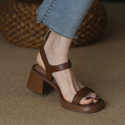 Sandals Buckled Heel Block Strap