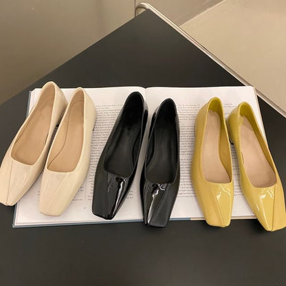 Square Faux Leather Toe Flats