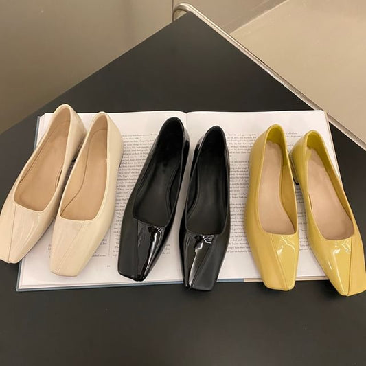 Square Faux Leather Toe Flats