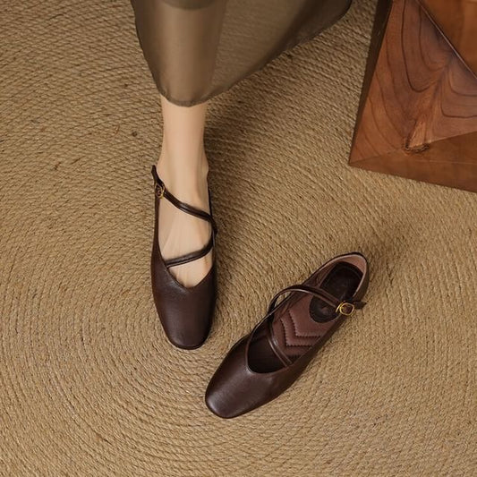 Faux Pointed Leather Flats