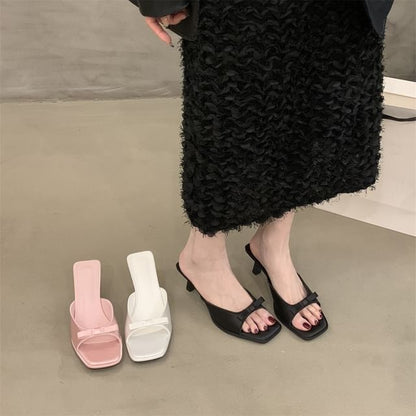 Slide Kitten Square Heel Sandals Toe