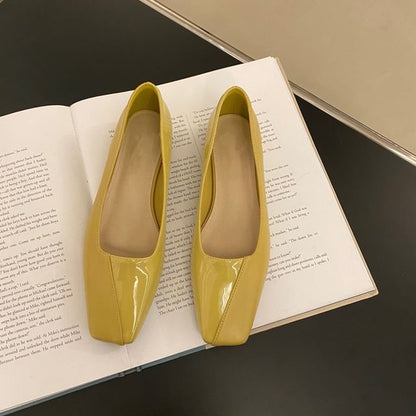 Square Faux Leather Toe Flats
