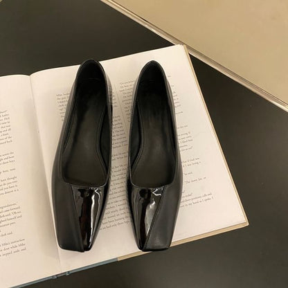 Square Faux Leather Toe Flats