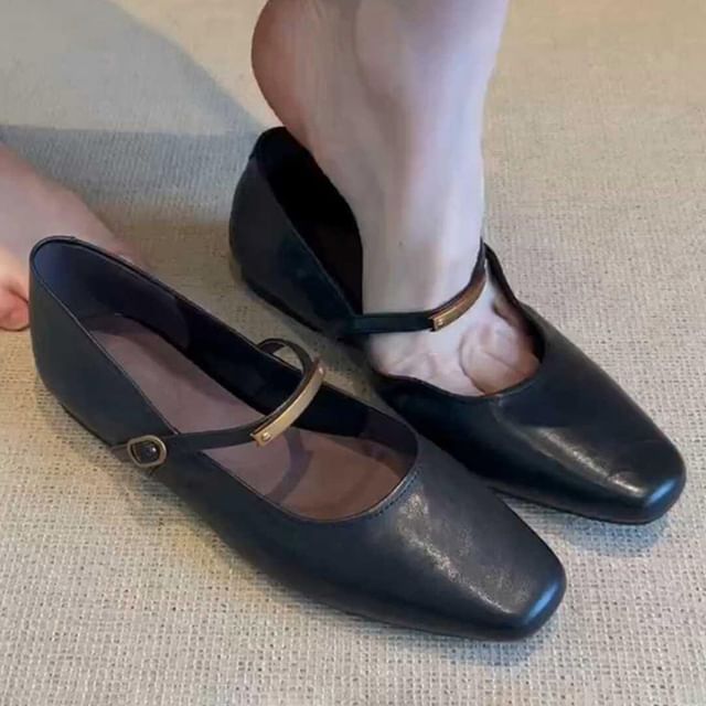 Accent Flats Toe Square Jane Mary Metal