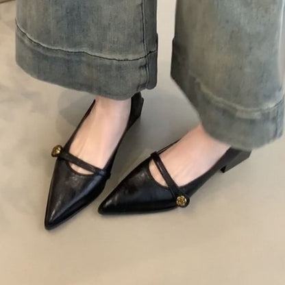 Heel Mary Jane Low Pointed Pumps