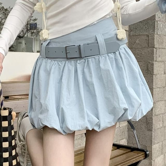 Skirt Waist Mini + Set: Belt Paperbag Plain High