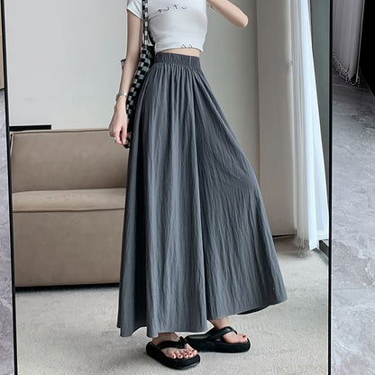 Cropped Waist High Culottes Plain