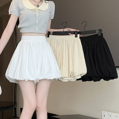 Waist High Paperbag Mini Plain Skort