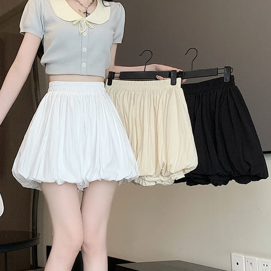 Waist High Paperbag Mini Plain Skort