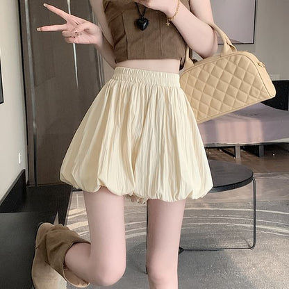 Waist High Paperbag Mini Plain Skort