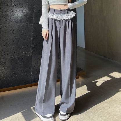 Designs) (Various Lace Pants Leg Wide High Dress Waist Panel