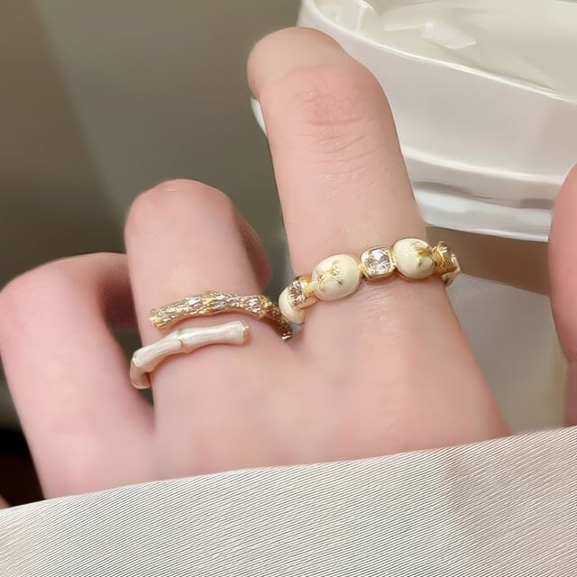 Glaze Ring Open Designs) Embellished Alloy (Various