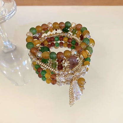 Faux (Various / Gemstone Set Bracelet Tassel Bead Designs) Wooden