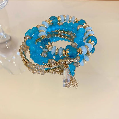 Faux (Various / Gemstone Set Bracelet Tassel Bead Designs) Wooden