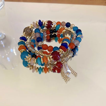 Faux (Various / Gemstone Set Bracelet Tassel Bead Designs) Wooden