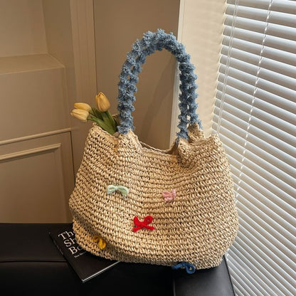 Tassel Bow Woven Tote Bag Strap
