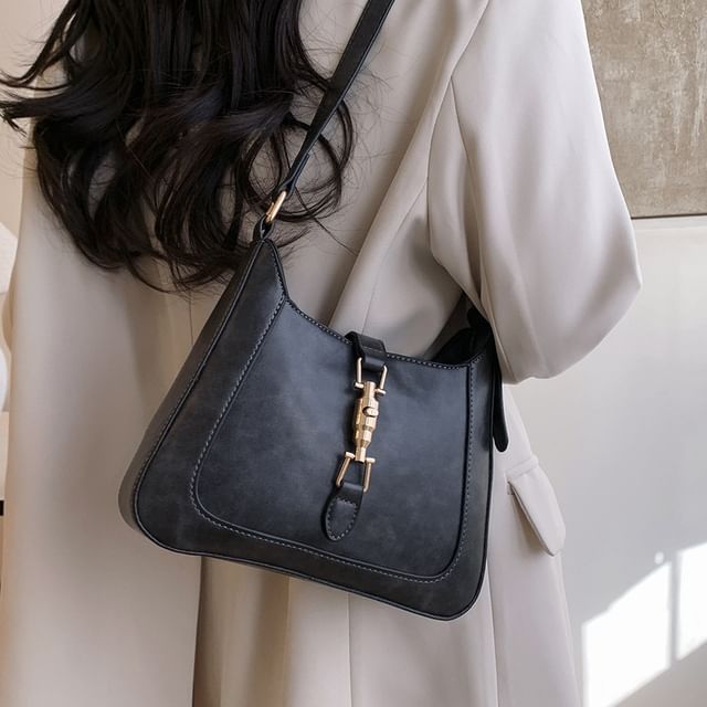 Buckled Crossbody Faux Bag Leather