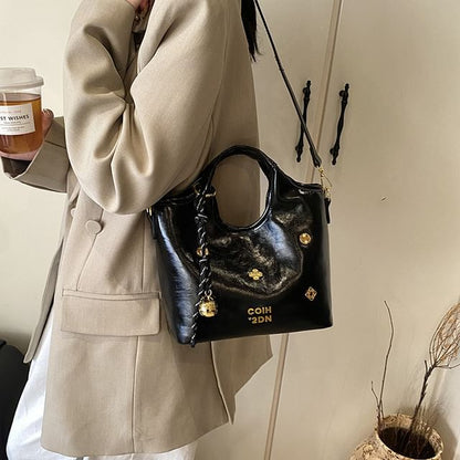Handle Top Bucket Leather Bag Faux