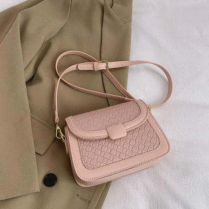 Leather Woven Bag Flap Crossbody Faux