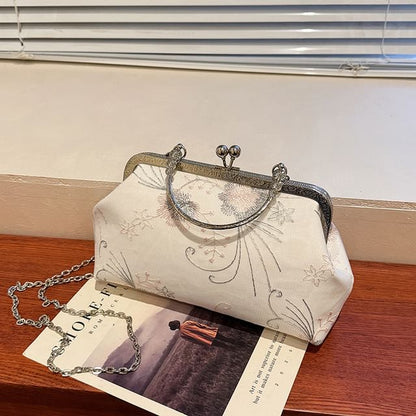 Floral Crossbody Kiss Lock Bag Embroidered