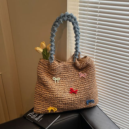 Tassel Bow Woven Tote Bag Strap