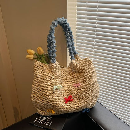 Tassel Bow Woven Tote Bag Strap