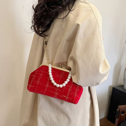 Kiss Crossbody Strap Lock Velvet Chain Bag