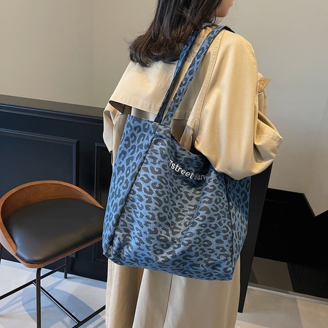 Denim Bag Leopard Tote Print